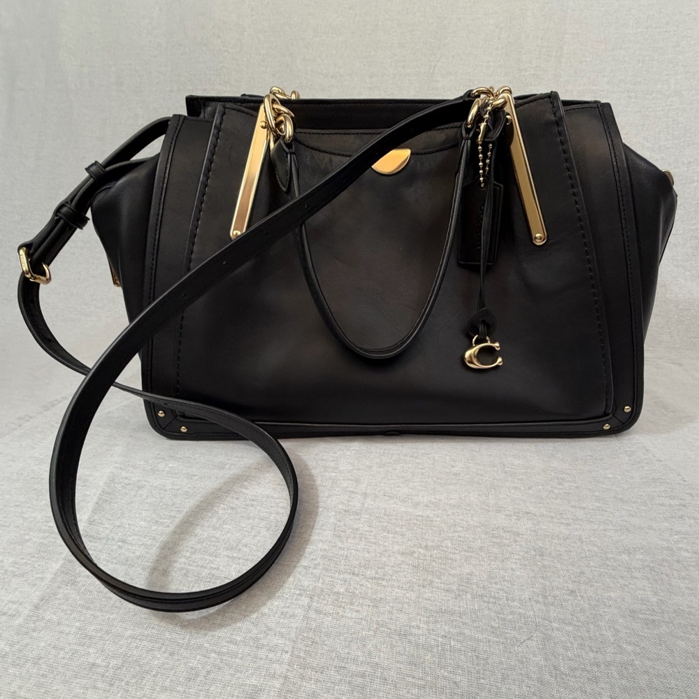 Coach Dreamer Black Shoulder Crossbody Bag with Gold Accents